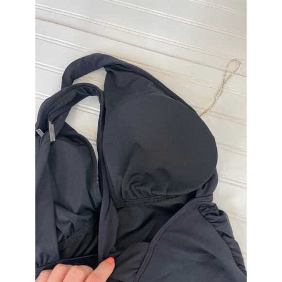 NWT Michael Kors One Piece Bathing Suit Black Urban Gypsy High-Neck Swimsuit L - Picture 3 of 6